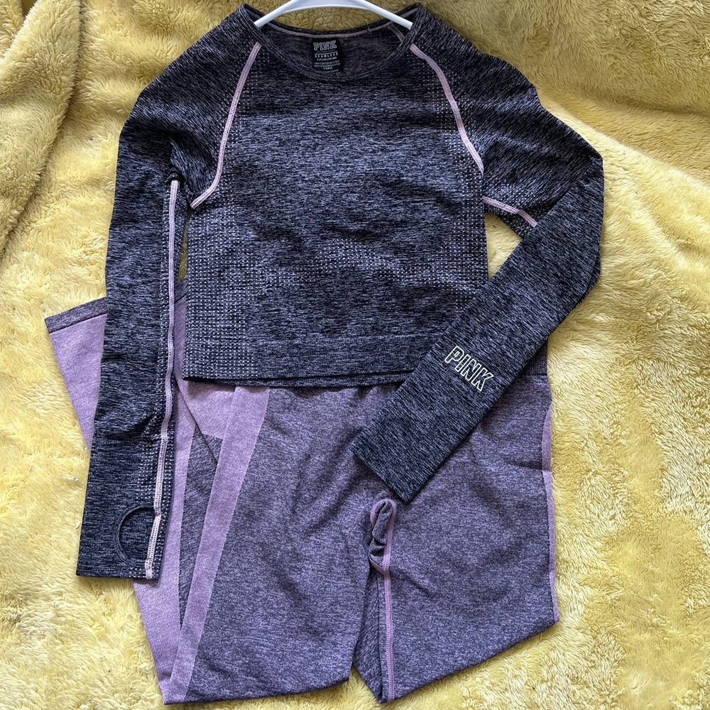 small Victoria’s Secret Pink pink and gray workout set